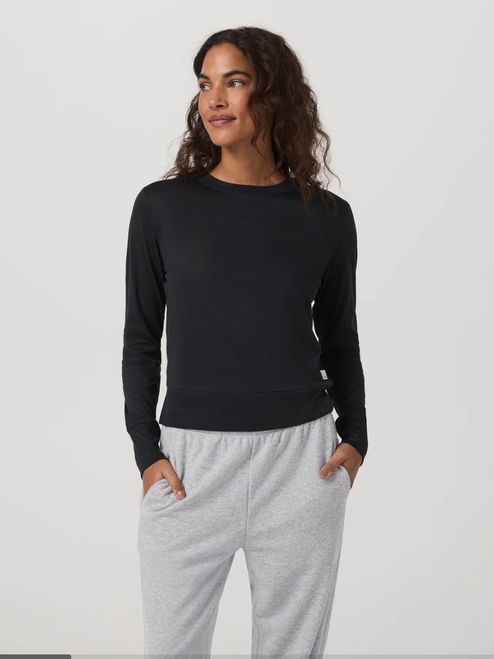 Vuori Daydream Crew Long Sleeve Shirt Black Heather L